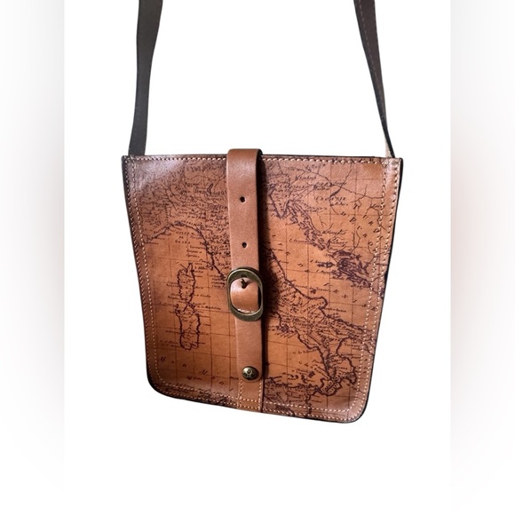 Patricia Nash Signature Map Venenzia Brown Leather Pouch Crossbody Bag - Picture 3 of 13